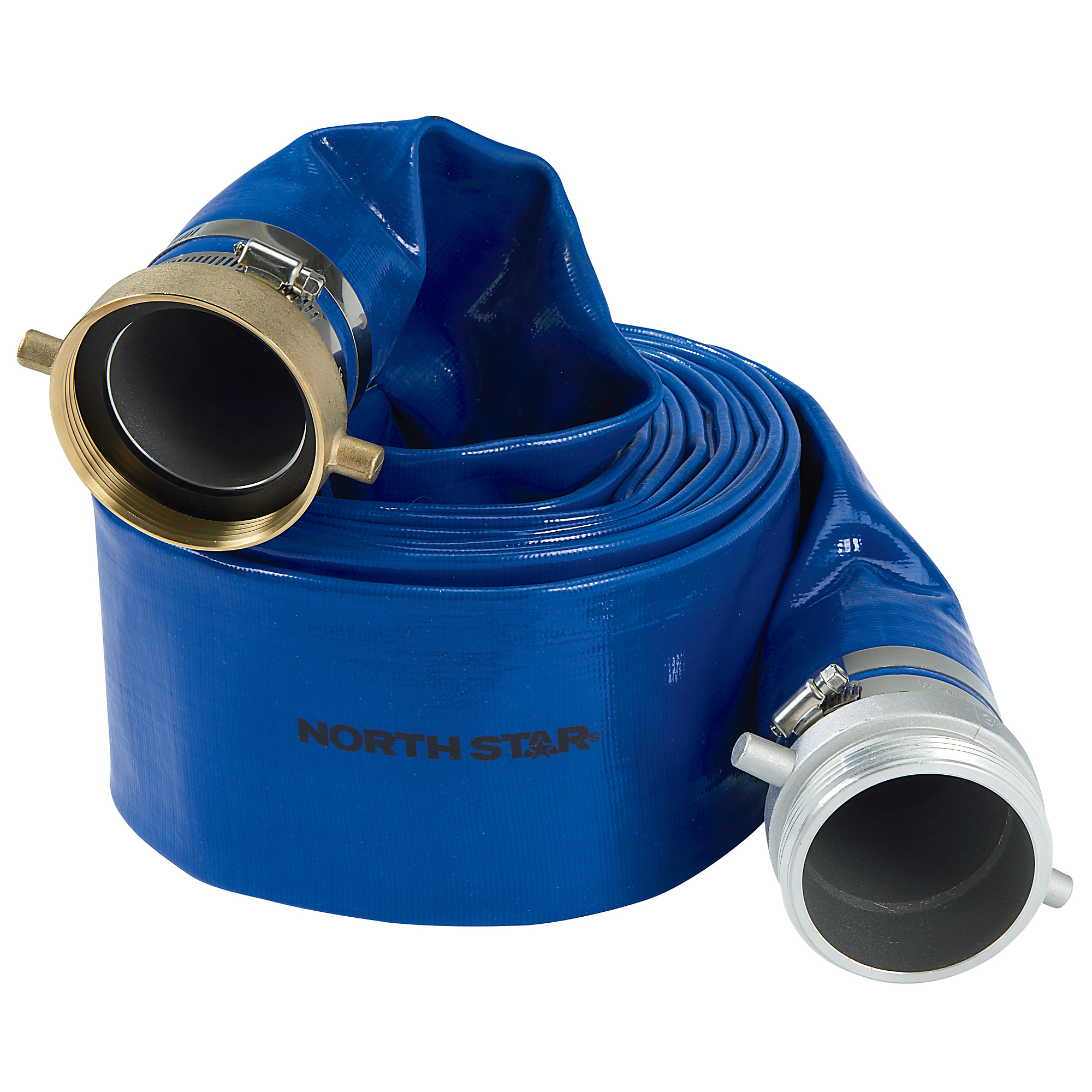 NorthStar Water Pump Discharge Hose, 3in. x 25ft. Max. PSI 70, PVC, Lays Flat, Industrial-Grade Aluminum Couplings